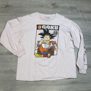 Dragon Ball Z Men's Pink Graphic Long‎ Sleeve T-Shirt Size XL